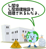 し尿はし尿処理施設で処理されるんだよ。